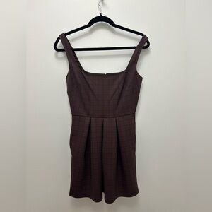 Sunday Best Brown Checkered Mini Dress